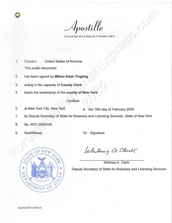 New York apostille